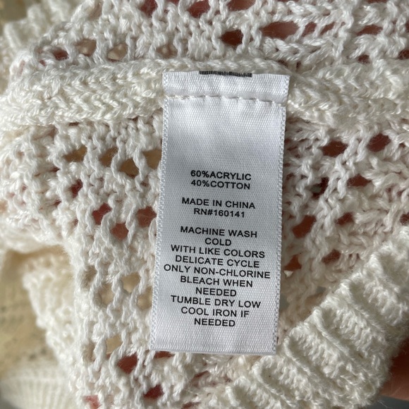 Frye Women’s Knit Cotton Blend Sweater Summer Cover-Up Beach Size Large in Cream - Picture 4 of 4